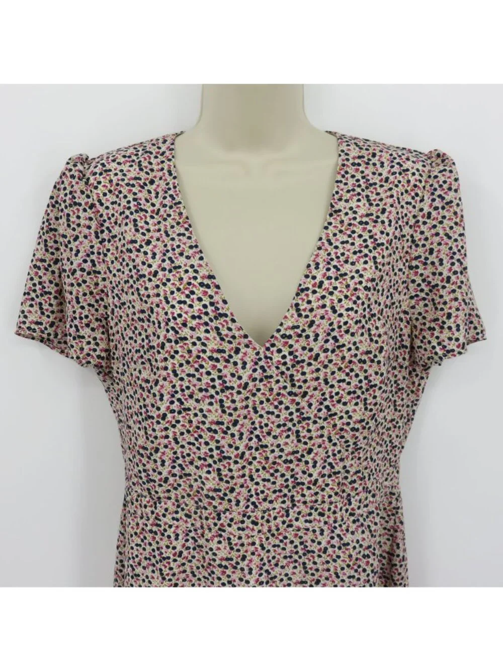 J Crew Women 10 Pink Blue Flower Floral V Neck Short Sleeve Sundress Dress Chic